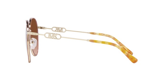 Occhiali da sole Michael Kors Empire MK 1128J (10143B) colore light gold amber tortoise forma aviator lenti ambra sfumato