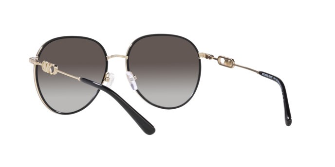 Occhiali da sole Michael Kors Empire MK 1128J (10148G) colore oro chiaro/nero forma aviator lenti grigio scuro sfumato