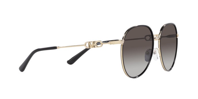 Occhiali da sole Michael Kors Empire MK 1128J (10148G) colore oro chiaro/nero forma aviator lenti grigio scuro sfumato