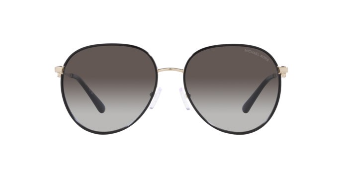 Occhiali da sole Michael Kors Empire MK 1128J (10148G) colore oro chiaro/nero forma aviator lenti grigio scuro sfumato