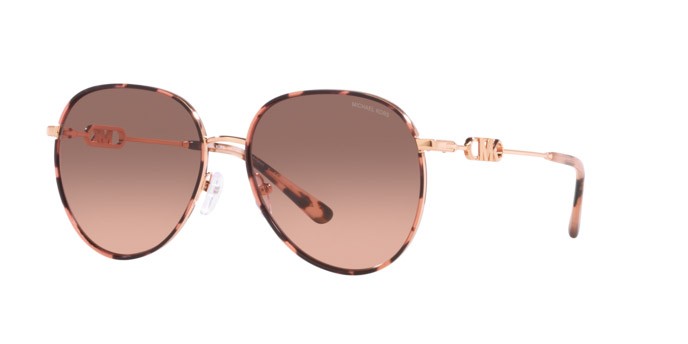 Occhiali da sole Michael Kors Empire MK 1128J (110813) colore oro rosé/rosa tartarugato forma aviator lenti marrone sfumato rosa
