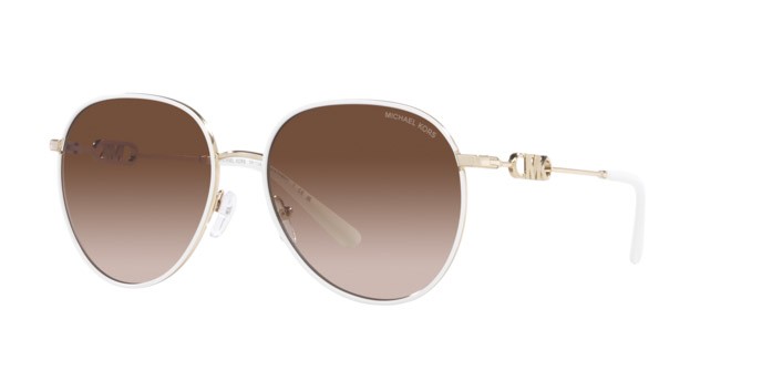 Occhiali da sole Michael Kors Empire MK 1128J (123313) colore oro chiaro/bianco forma aviator lenti marrone sfumato