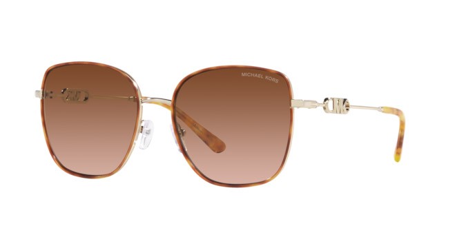 Sunglasses Michael Kors Empire Square MK 1129J (10143B) color light gold/amber tortoise shape square lenses ambra sfumato