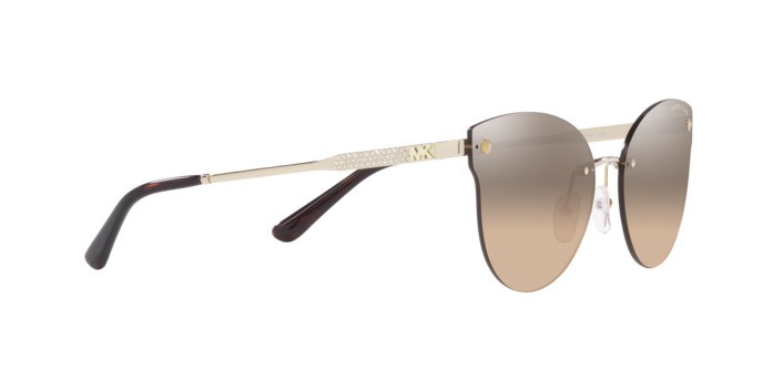 Occhiali da sole Michael Kors Astoria MK 1130B (10143D) colore oro chiaro forma farfalla lenti flash argento sfumato cachi