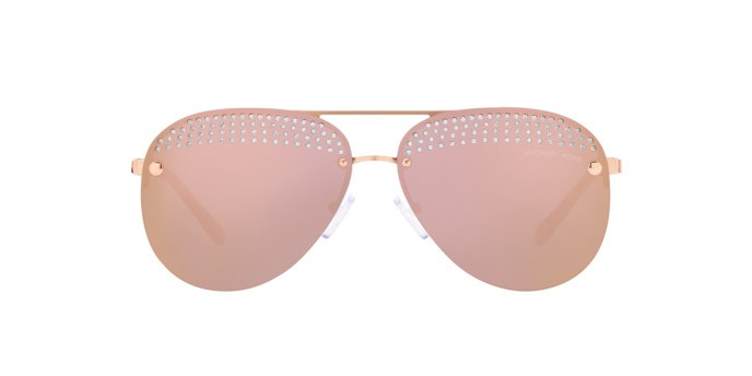 Occhiali da sole Michael Kors East Side MK 1135B (11084Z) colore oro rosa forma aviator lenti rose gold grigio specchiato