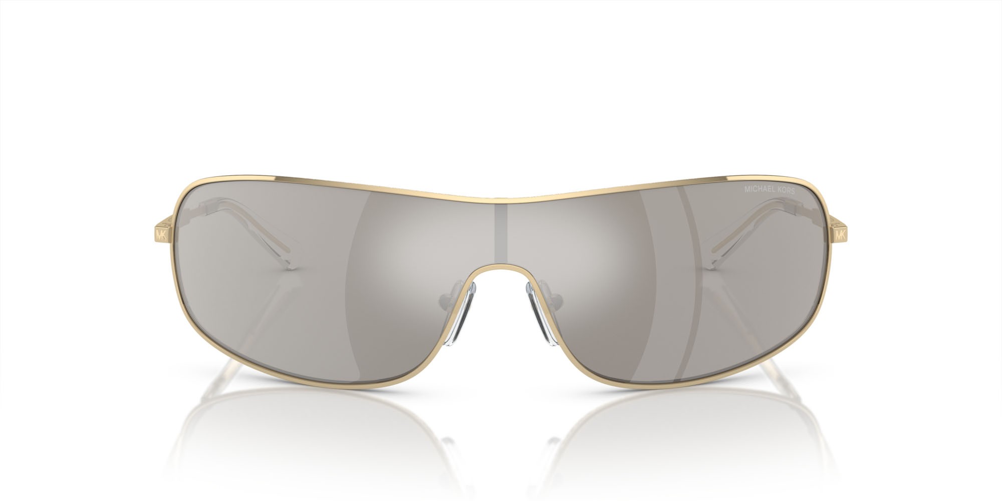 Sonnenbrillen Michael Kors Aix MK 1139 (10146G) farbe oro chiaro form rechteckig gläser argento specchiato