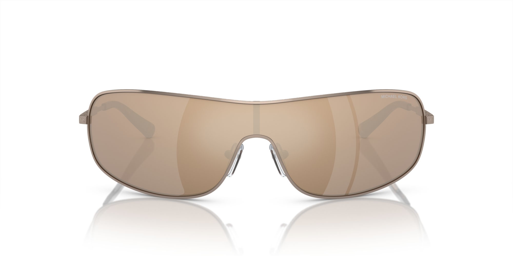 Occhiali da sole Michael Kors Aix MK 1139 (12137P) colore beige visone forma rettangolare lenti specchiata oro