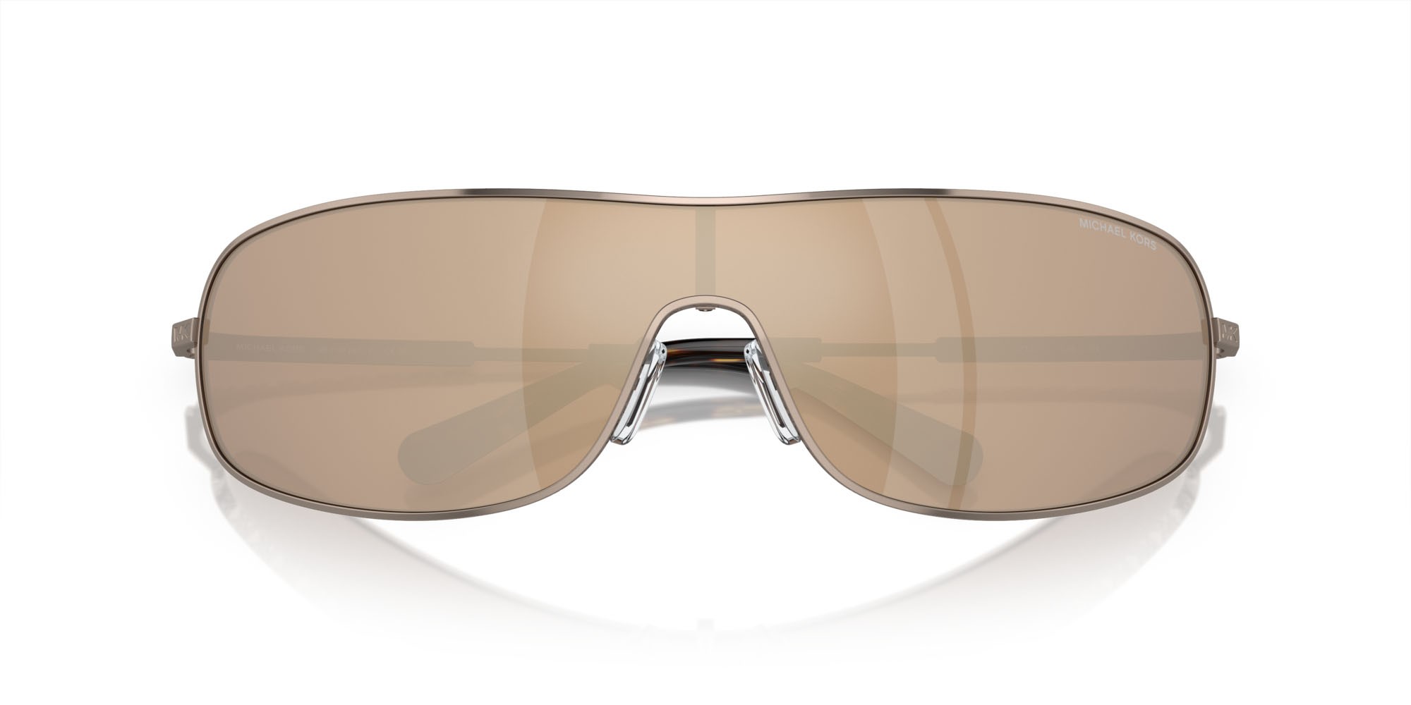 Occhiali da sole Michael Kors Aix MK 1139 (12137P) colore beige visone forma rettangolare lenti specchiata oro