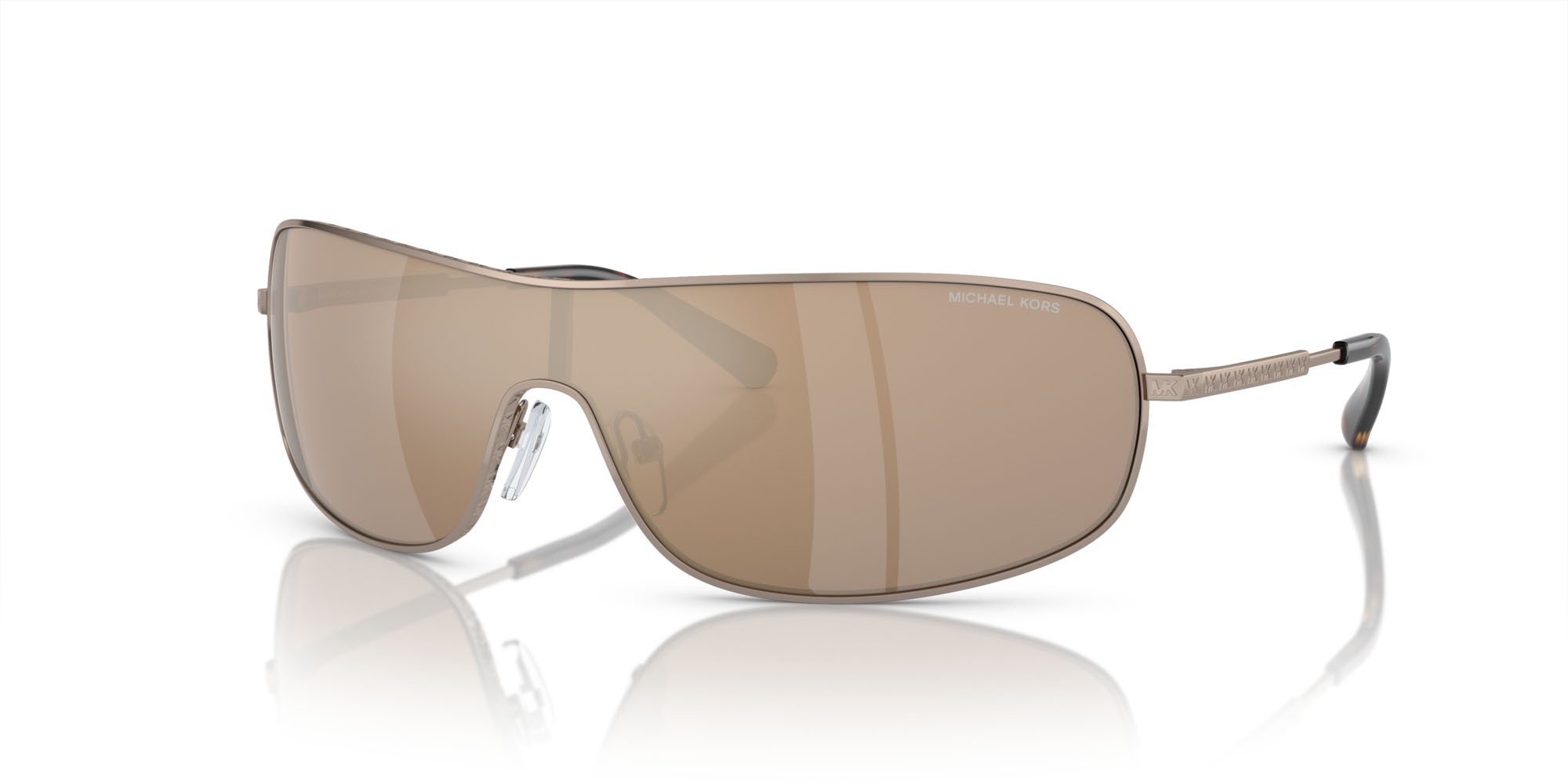 Occhiali da sole Michael Kors Aix MK 1139 (12137P) colore beige visone forma rettangolare lenti specchiata oro