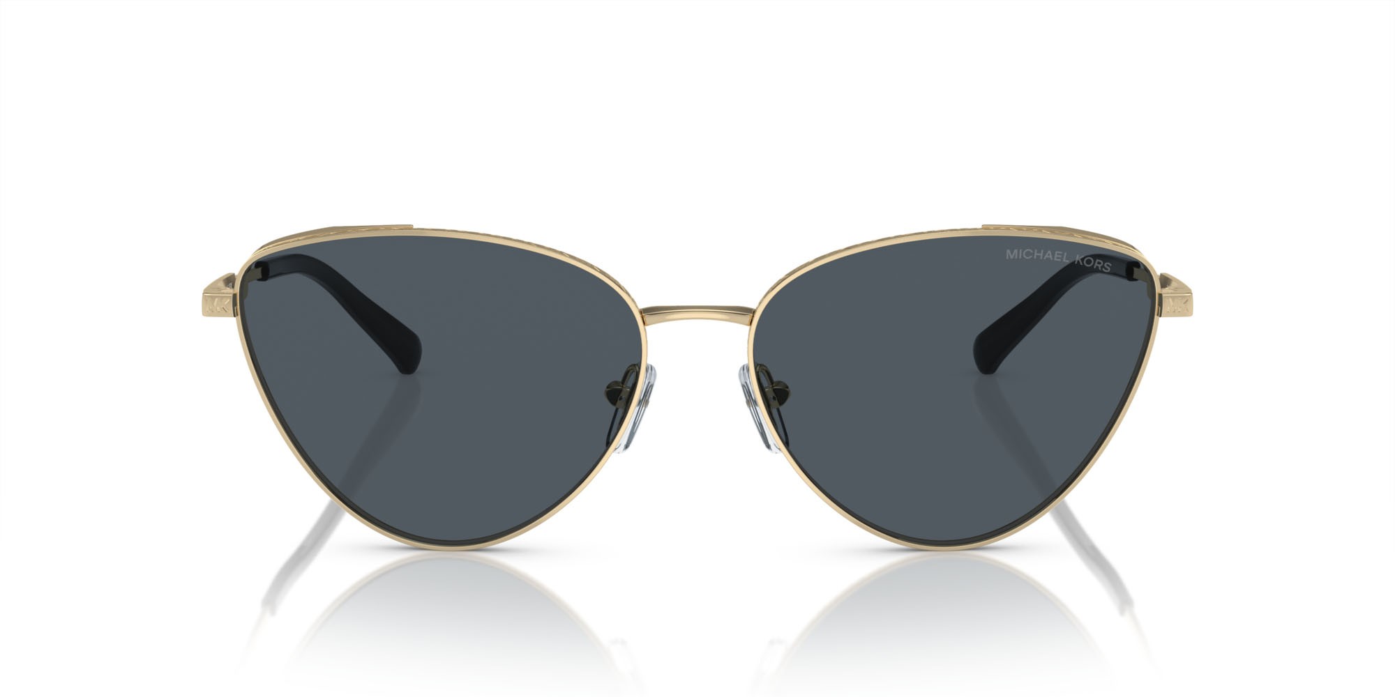 Sunglasses Michael Kors Cortez MK 1140 (10146G) color oro chiaro shape cat eye lenses grigio scuro tinta unita