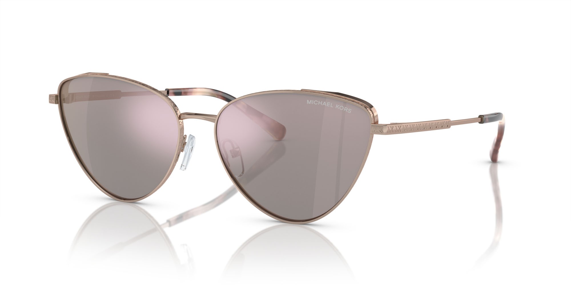 Occhiali da sole Michael Kors Cortez MK 1140 (11084Z) colore oro rosé forma cat eye lenti oro rosé a specchio