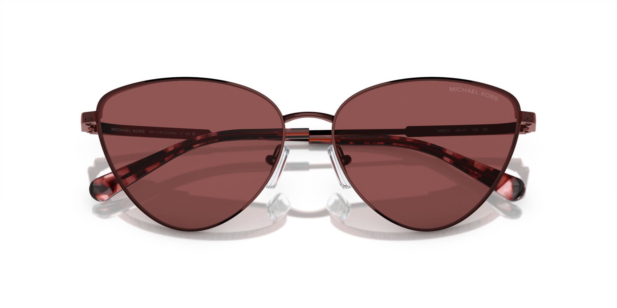 Occhiali da sole Michael Kors Cortez MK 1140 (189675) colore cuoio metallizzato forma cat eye lenti cordovan
