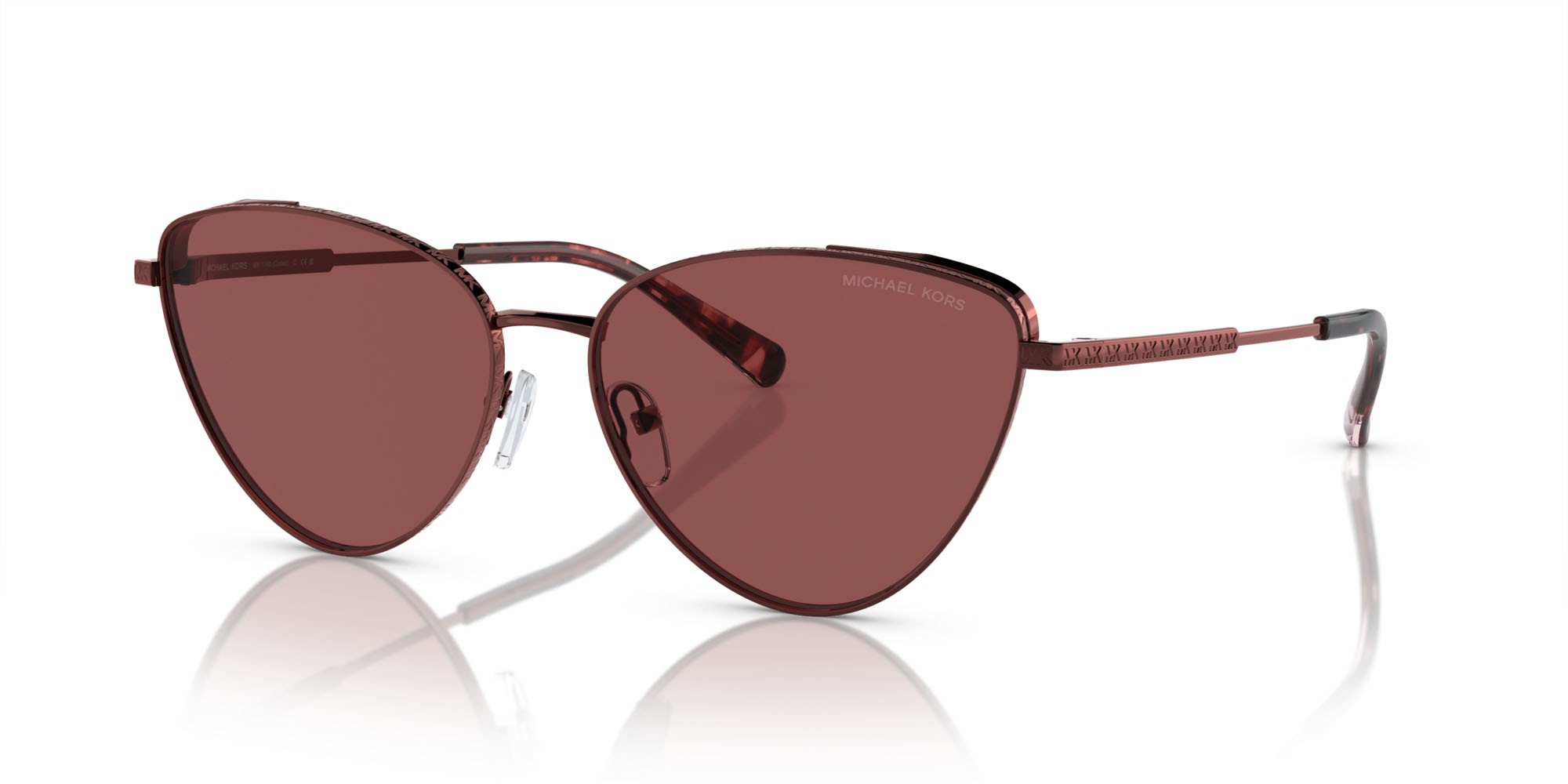 Occhiali da sole Michael Kors Cortez MK 1140 (189675) colore cuoio metallizzato forma cat eye lenti cordovan