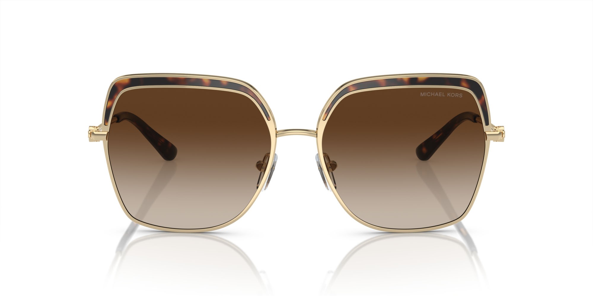 Occhiali da sole Michael Kors Greenpoint MK 1141 (101413) colore oro chiaro forma quadrato lenti marrone sfumato