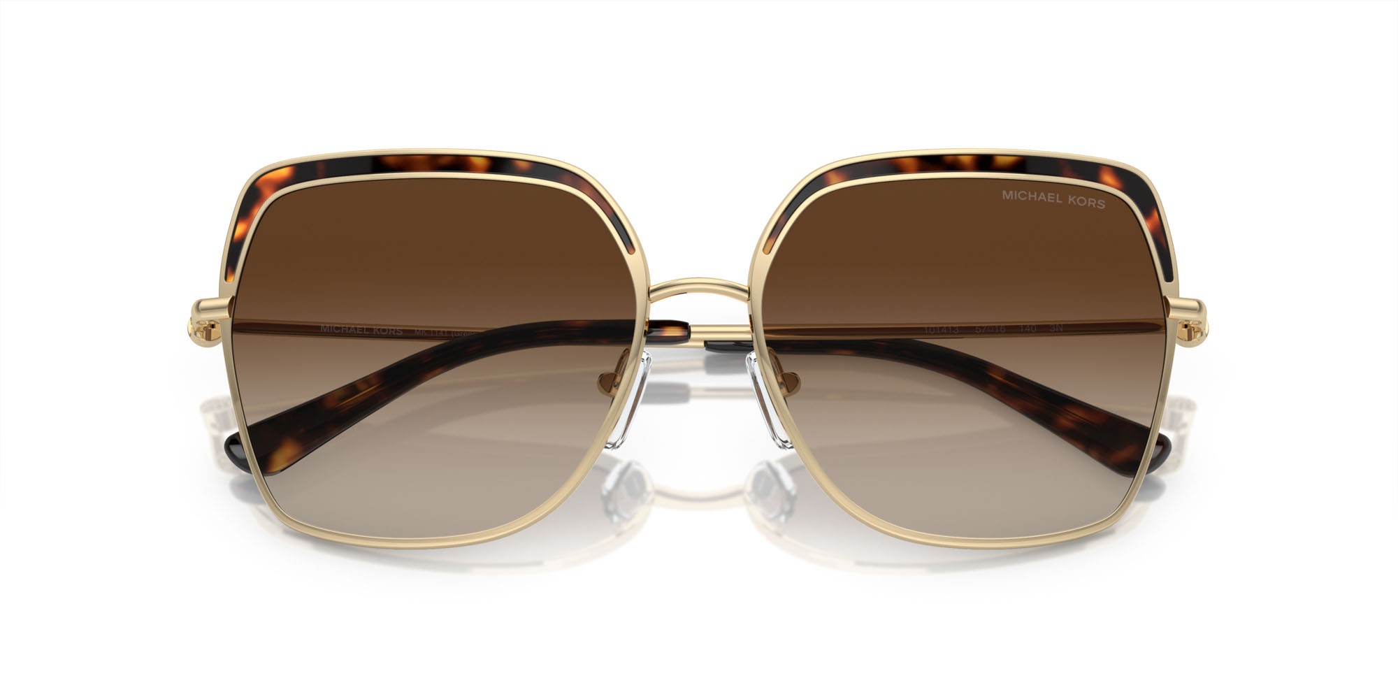 Occhiali da sole Michael Kors Greenpoint MK 1141 (101413) colore oro chiaro forma quadrato lenti marrone sfumato