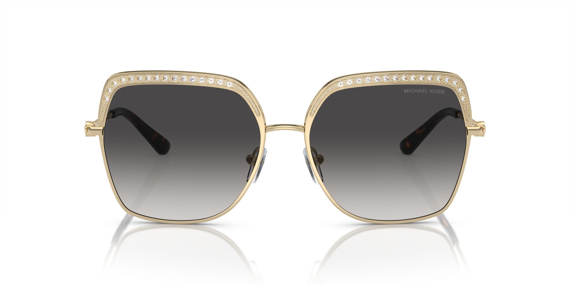 Sonnenbrillen Michael Kors Greenpoint MK 1141 (10188G) farbe oro chiaro form quadratisch gläser sfumato grigio