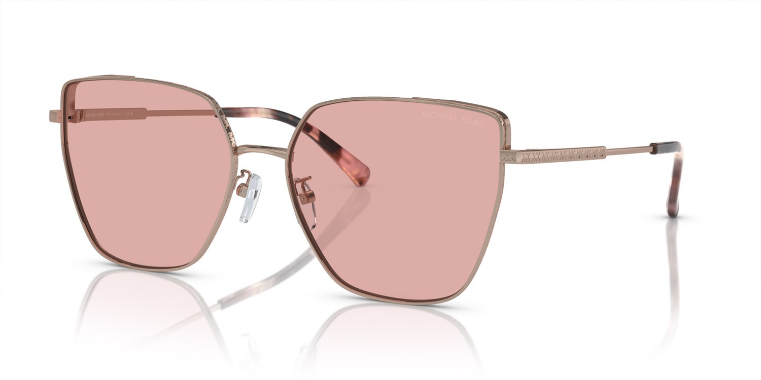 Sonnenbrillen Michael Kors Fuji MK 1143D (1108D8) farbe rosa form cat-eye gläser giallo chiaro argento