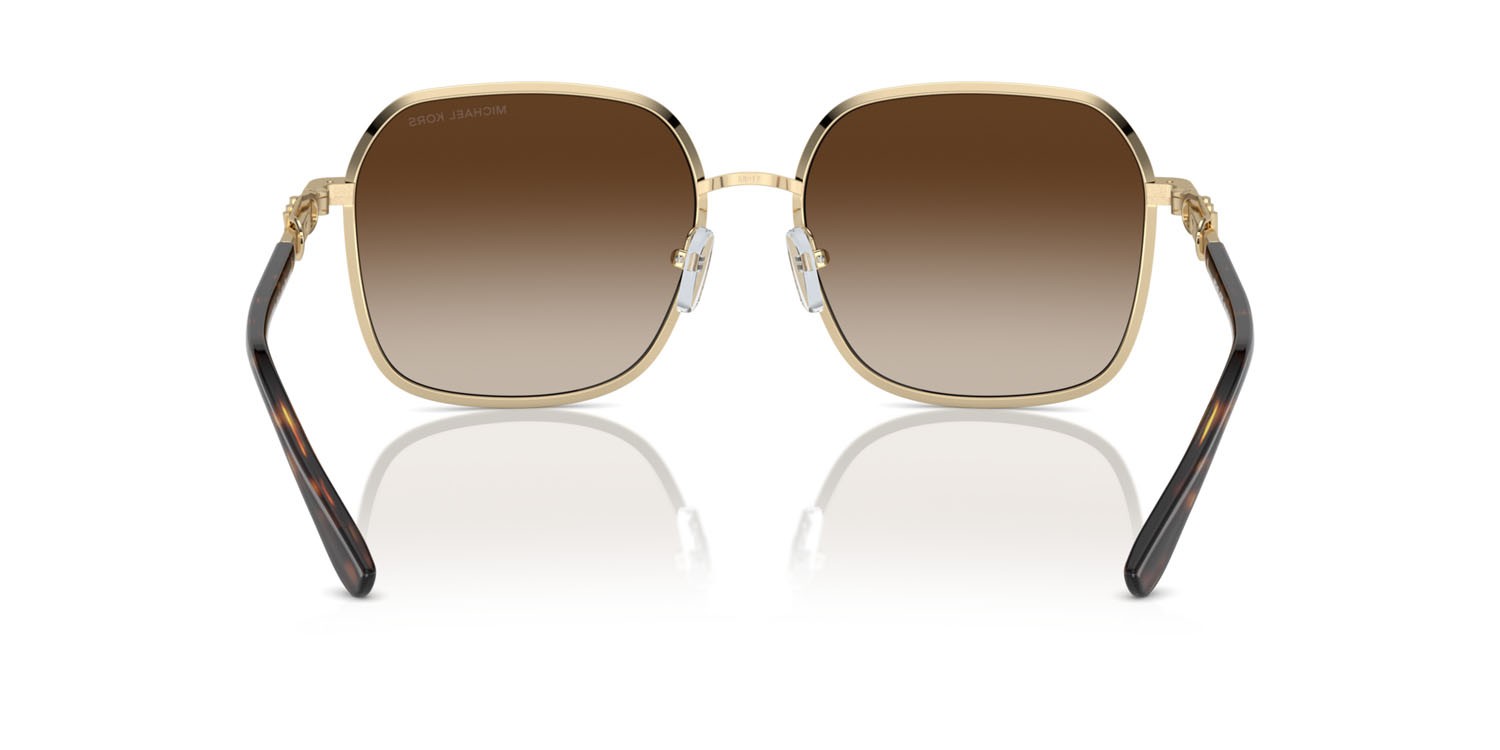 Occhiali da sole Michael Kors Cadiz MK 1145B (101413) colore oro chiaro brillante forma quadrato lenti marrone sfumato