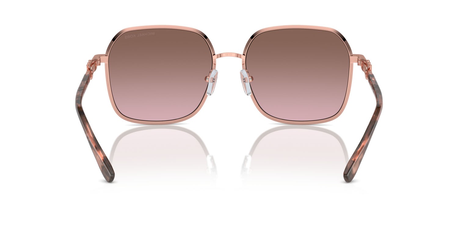 Sunglasses Michael Kors Cadiz MK 1145B (110814) color rose gold lucido shape square lenses marrone chiaro sfumato rosa