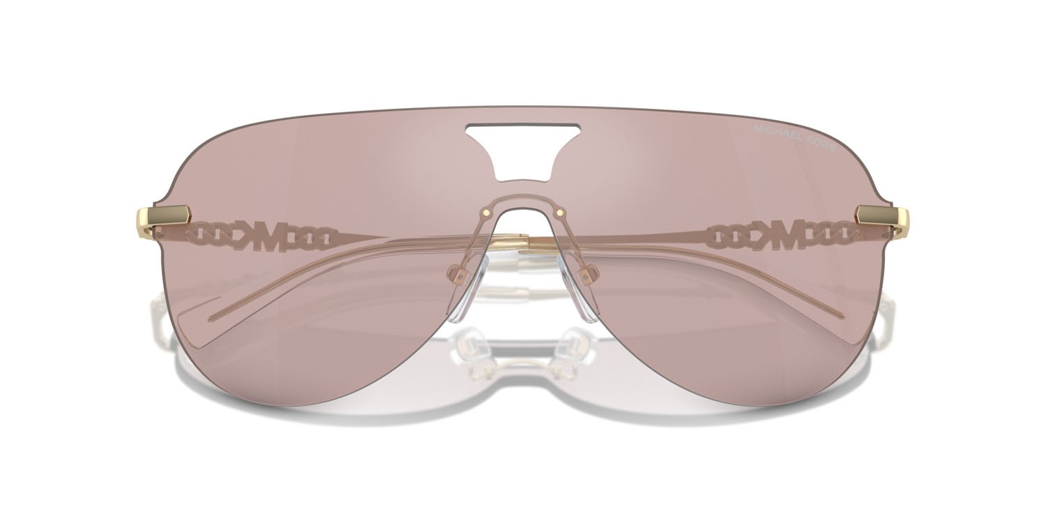 Occhiali da sole Michael Kors Cyprus MK 1149 (1014VS) colore pink solid back mirror forma aviator lenti rosa/nero