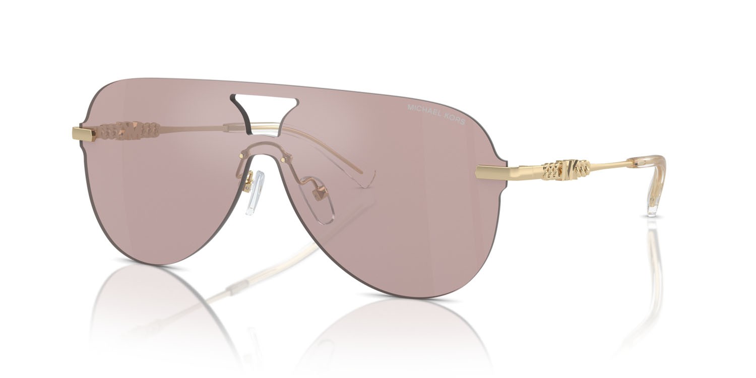 Occhiali da sole Michael Kors Cyprus MK 1149 (1014VS) colore pink solid back mirror forma aviator lenti rosa/nero