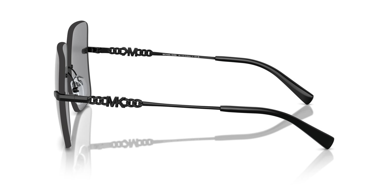 Occhiali da sole Michael Kors Québec MK 1150 (1005/1) colore grey solid back mirror forma quadrato lenti grigio/nero