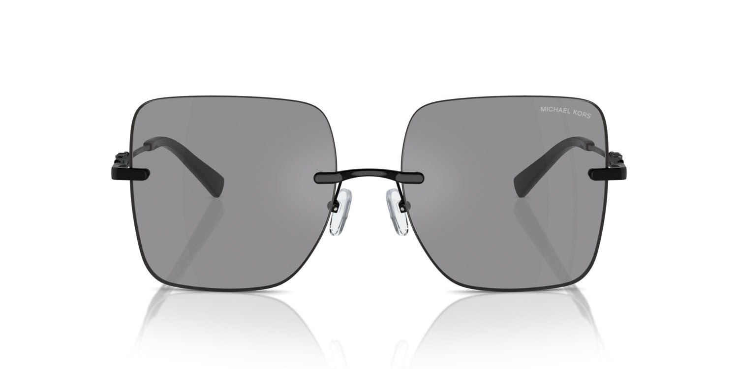 Occhiali da sole Michael Kors Québec MK 1150 (1005/1) colore grey solid back mirror forma quadrato lenti grigio/nero