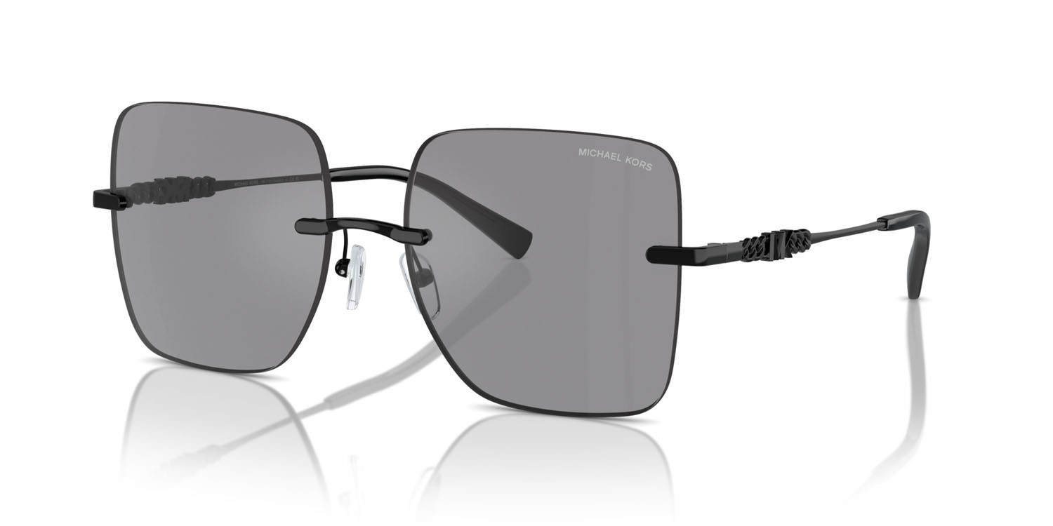 Occhiali da sole Michael Kors Québec MK 1150 (1005/1) colore grey solid back mirror forma quadrato lenti grigio/nero