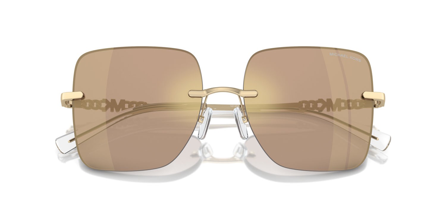 Occhiali da sole Michael Kors Québec MK 1150 (10145A) colore specchiata marrone forma quadrato lenti specchiata marrone