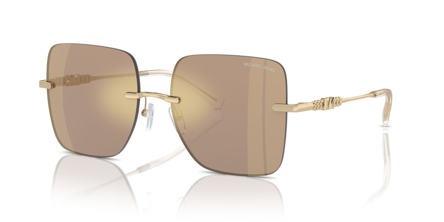 Occhiali da sole Michael Kors Québec MK 1150 (10145A) colore specchiata marrone forma quadrato lenti specchiata marrone