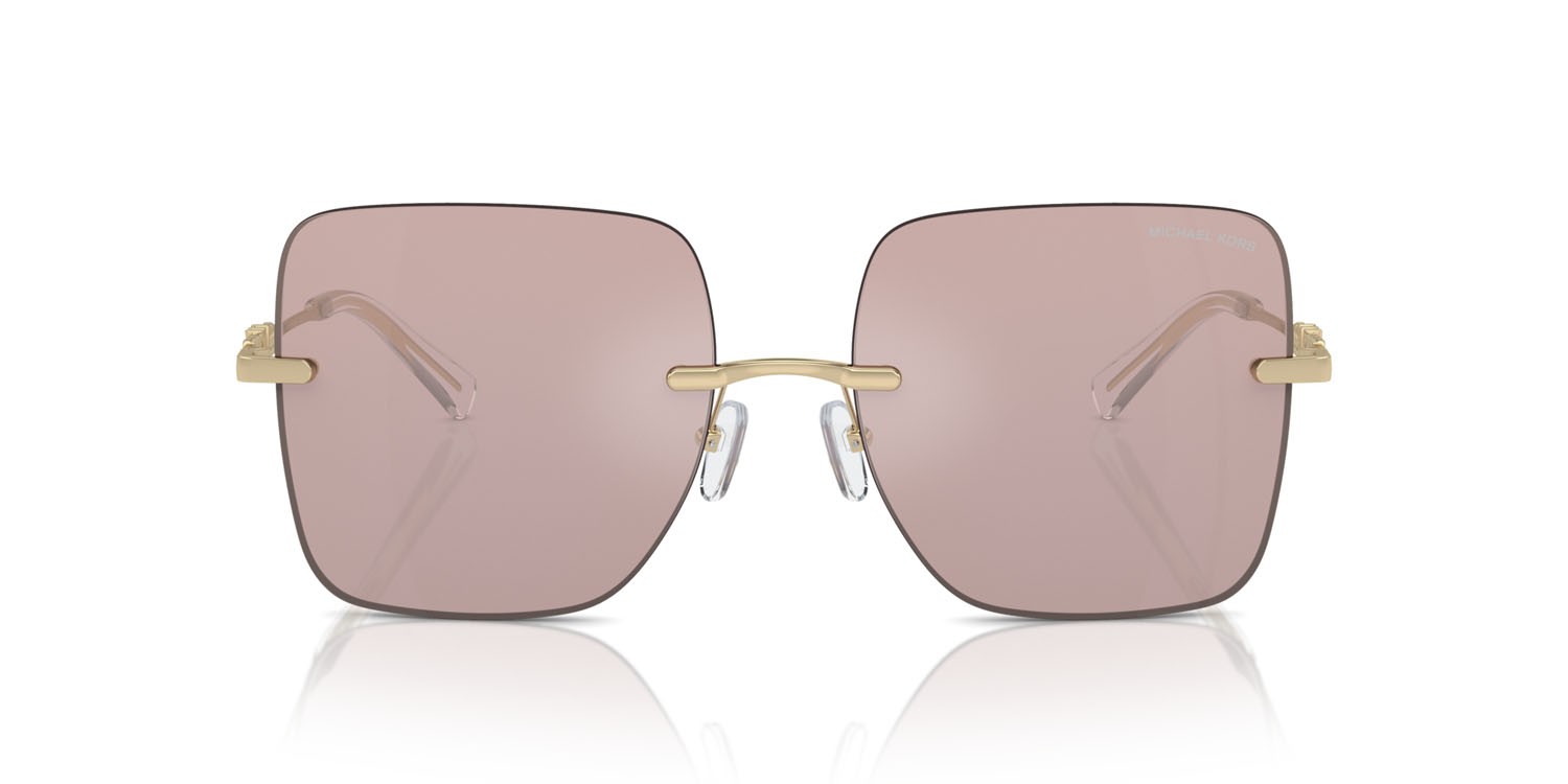 Sunglasses Michael Kors Québec MK 1150 (1014VS) color pink solid back mirror shape square lenses rosa/nero