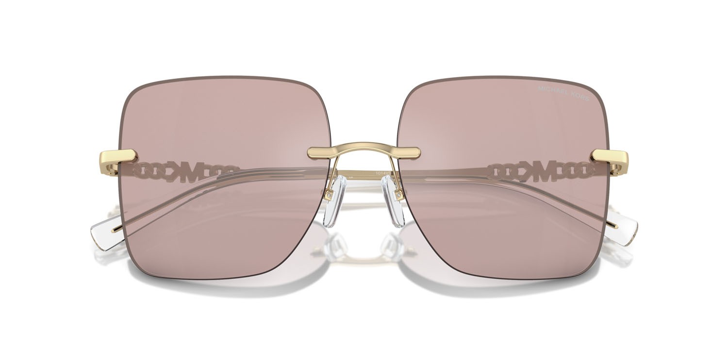 Sunglasses Michael Kors Québec MK 1150 (1014VS) color pink solid back mirror shape square lenses rosa/nero