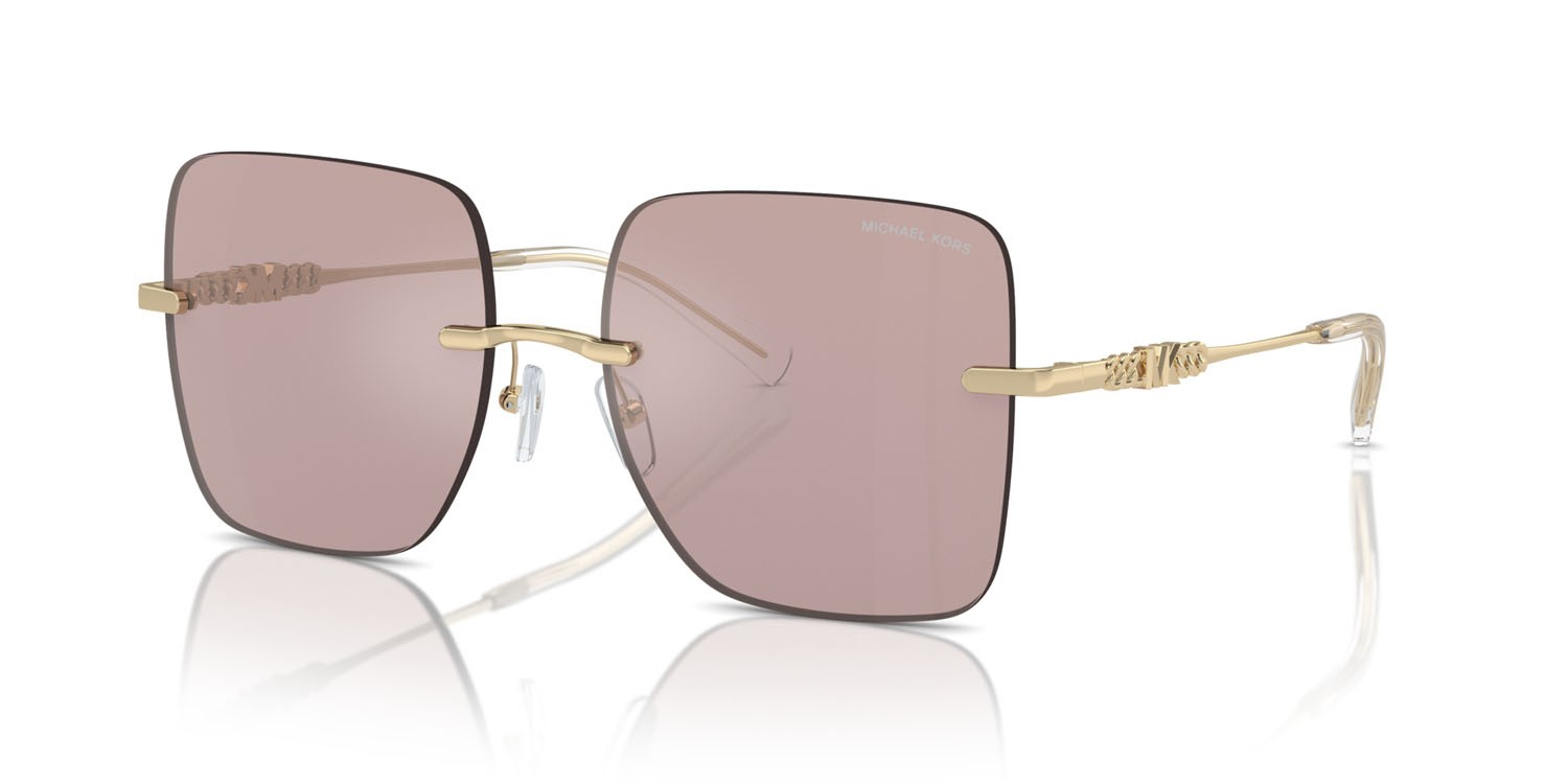 Sunglasses Michael Kors Québec MK 1150 (1014VS) color pink solid back mirror shape square lenses rosa/nero