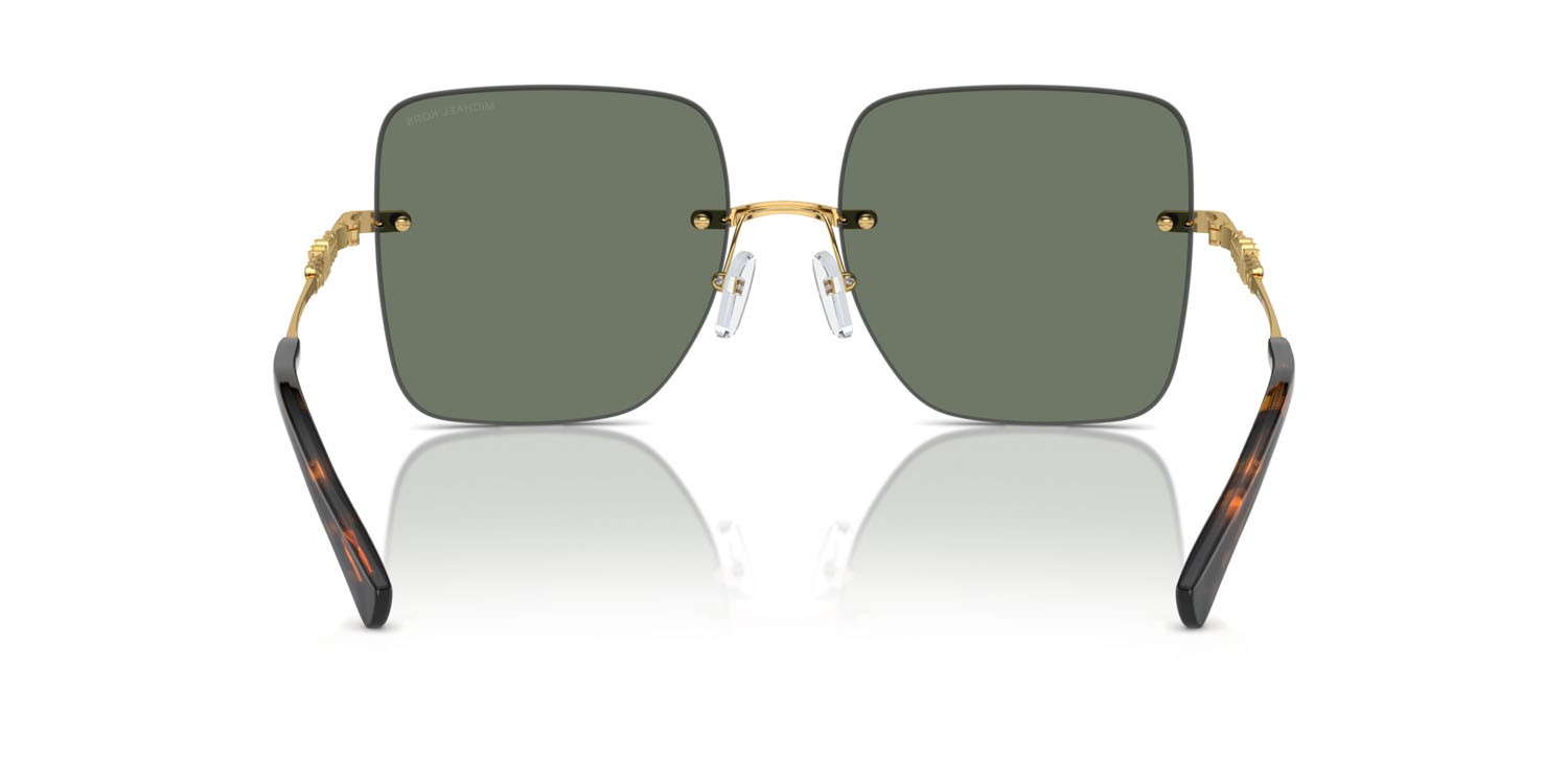 Occhiali da sole Michael Kors Québec MK 1150 (18963H) colore verde tinta unita forma quadrato lenti verde tinta unita