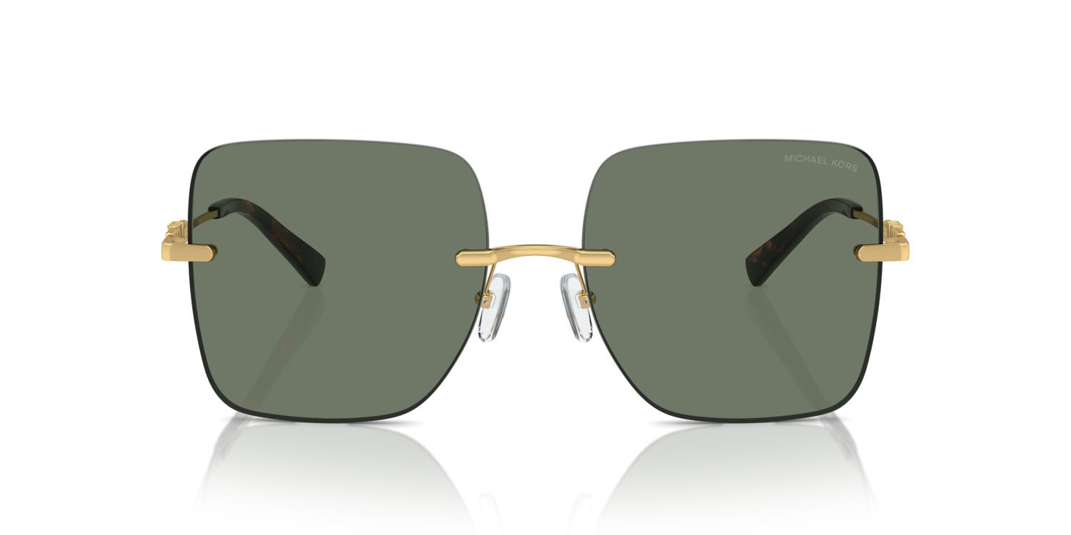 Occhiali da sole Michael Kors Québec MK 1150 (18963H) colore verde tinta unita forma quadrato lenti verde tinta unita