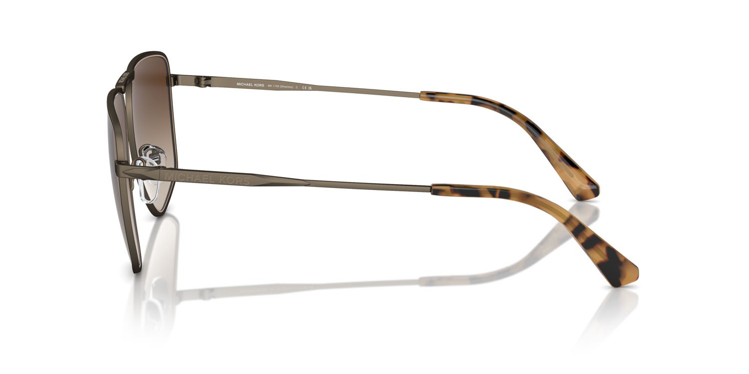 Occhiali da sole Michael Kors Silverton MK 1153 (100113) colore husk opaco forma aviator lenti marrone sfumato