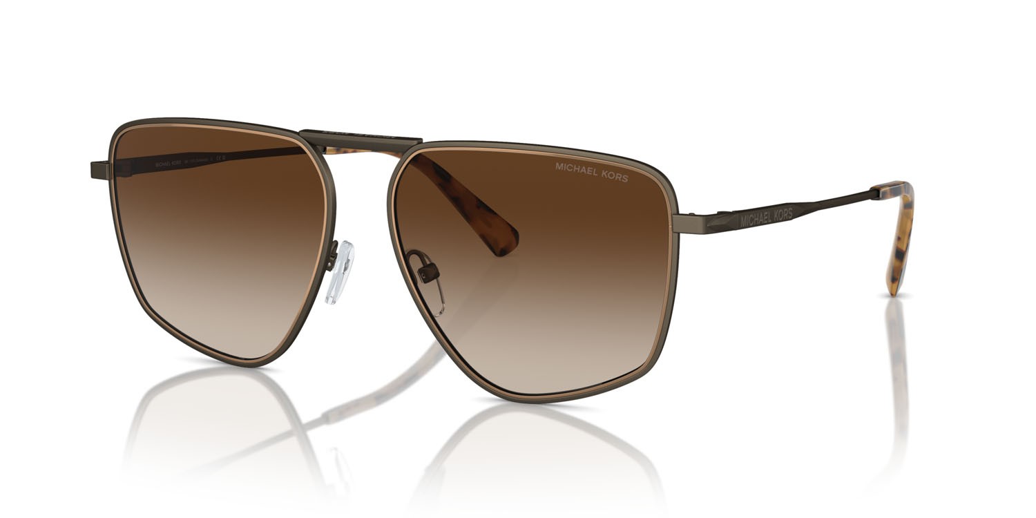 Occhiali da sole Michael Kors Silverton MK 1153 (100113) colore husk opaco forma aviator lenti marrone sfumato