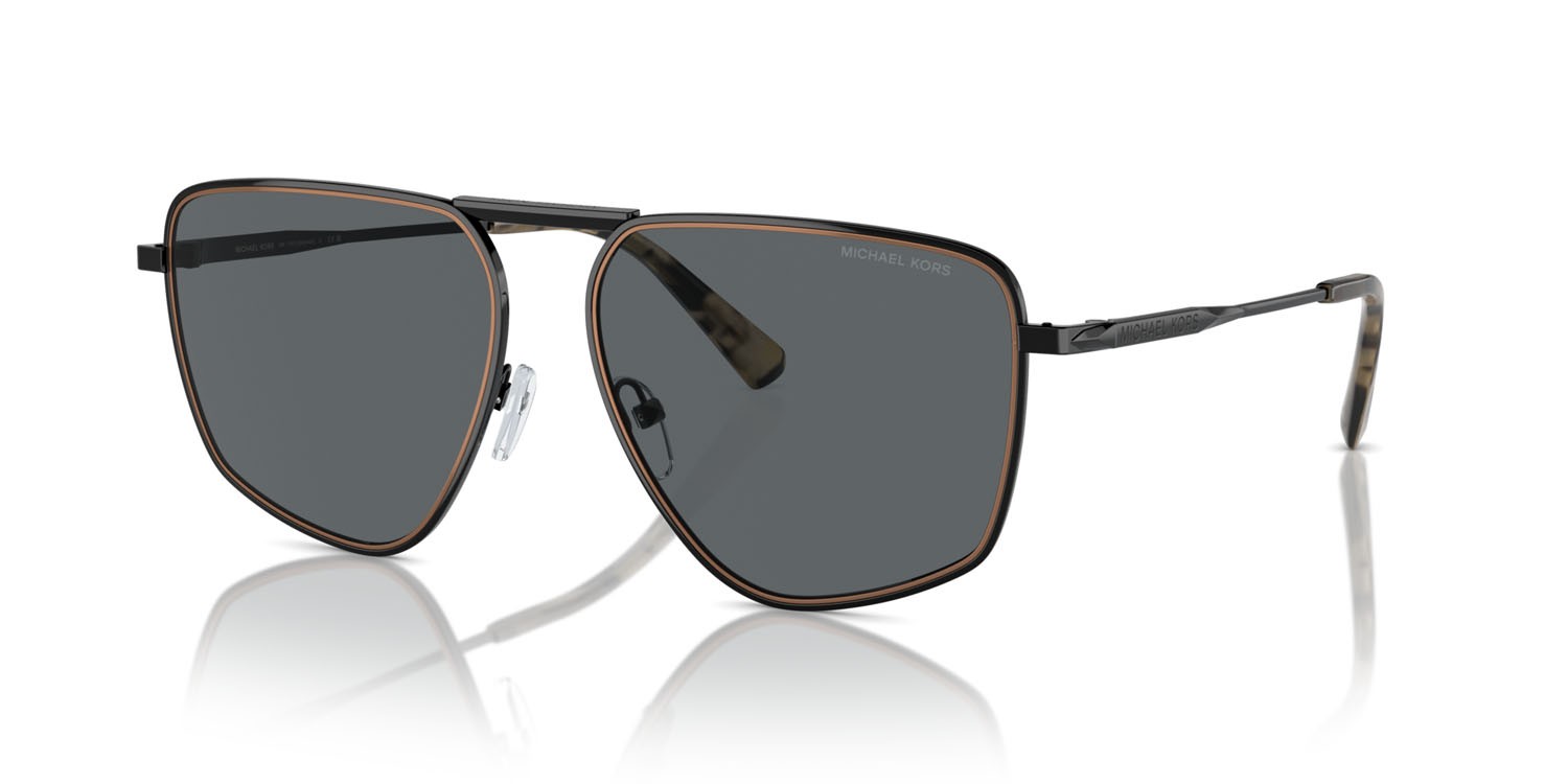 Occhiali da sole Michael Kors Silverton MK 1153 (100587) colore nero lucido forma aviator lenti grigio scuro tinta unita