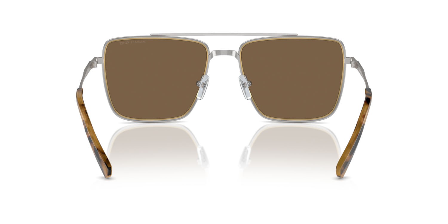 Occhiali da sole Michael Kors Blue Ridge MK 1154 (189373) colore argento lucido forma quadrato lenti marrone tinta unita