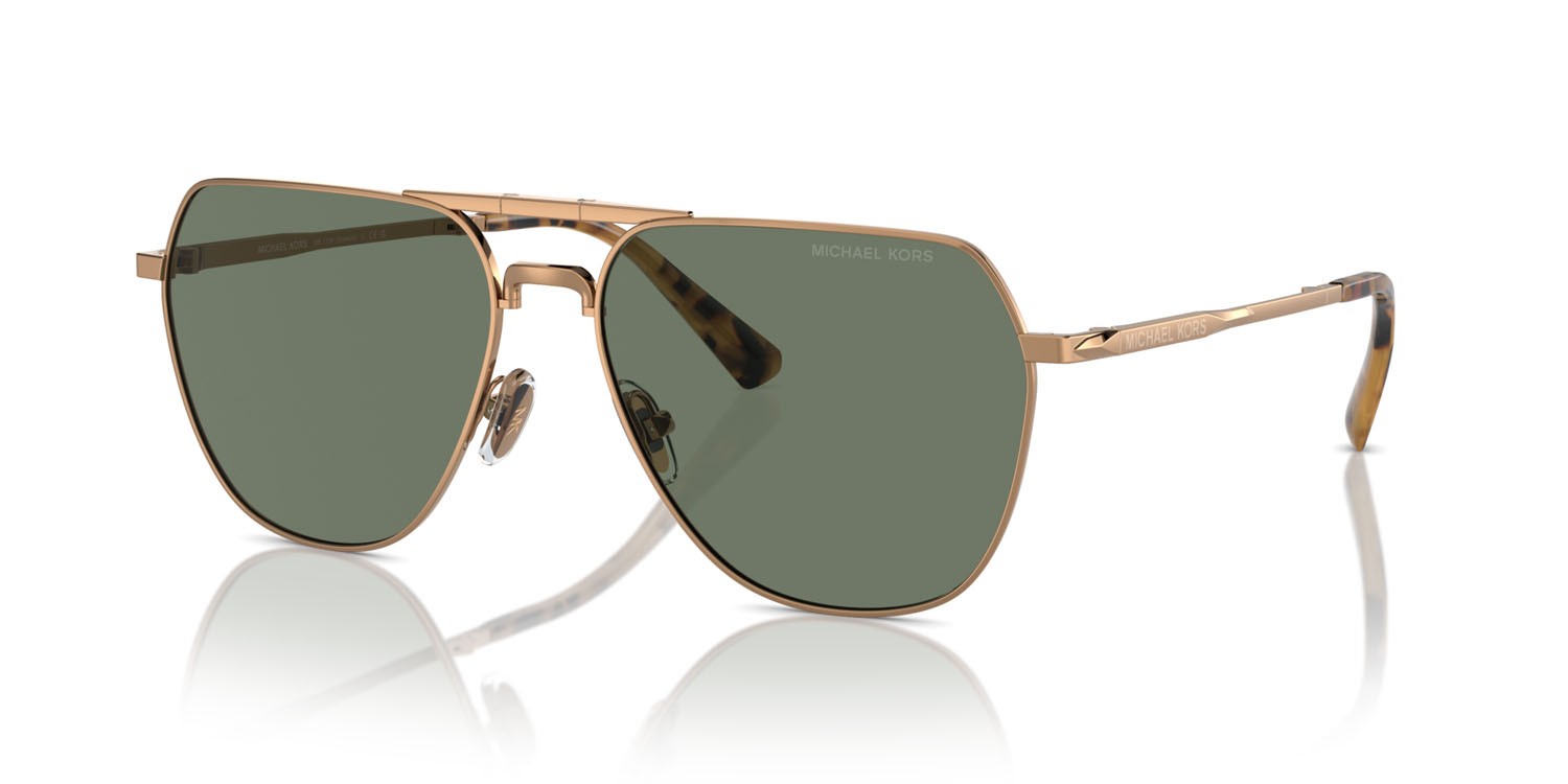 Occhiali da sole Michael Kors Keswick MK 1156 (18993H) colore oro lucido forma aviator lenti verde oliva