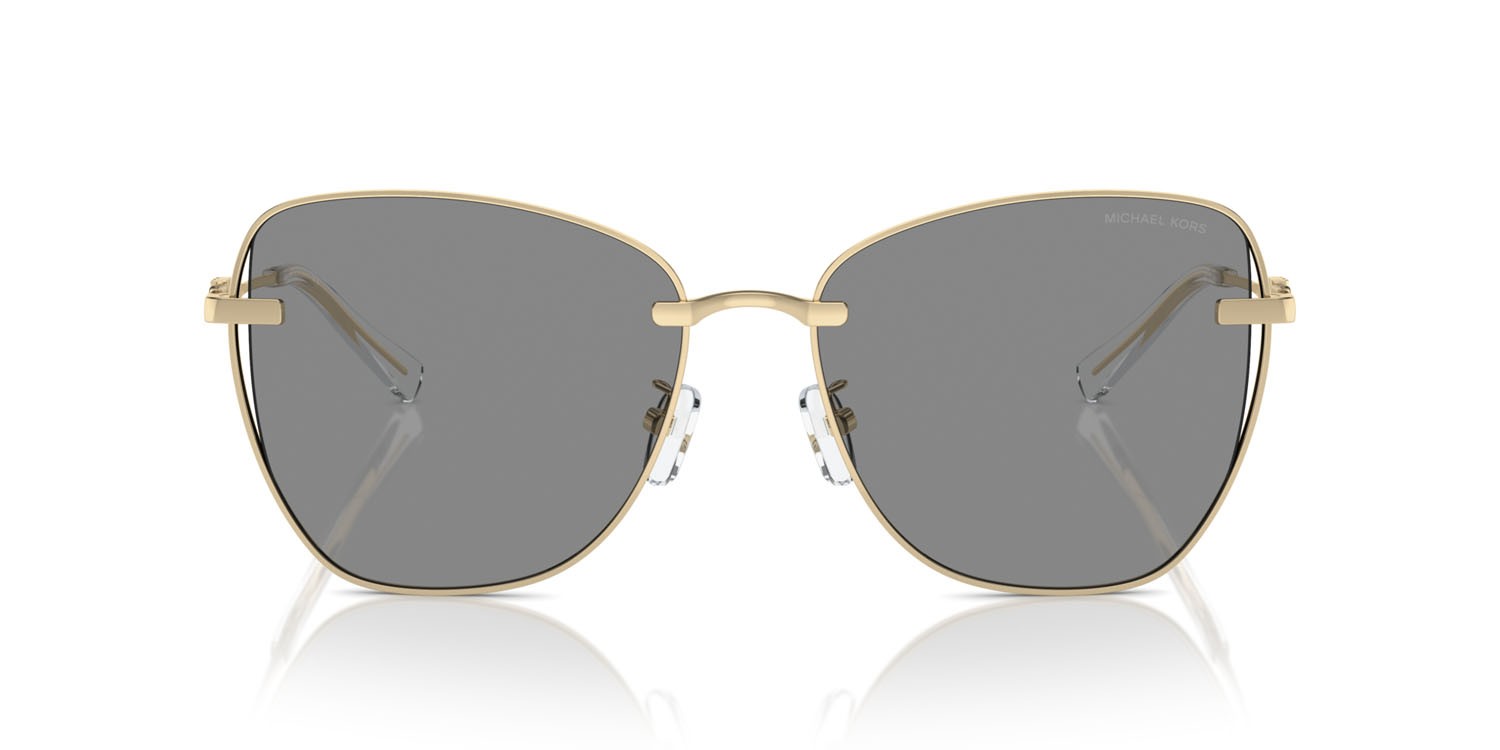 Occhiali da sole Michael Kors Beijing MK 1158D (10143F) colore oro chiaro brillante forma farfalla lenti grigio tinta unita