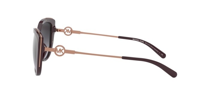 Sunglasses Michael Kors South hampton MK 2127U (33448G) color cordovan shape cat eye lenses dark grey gradient