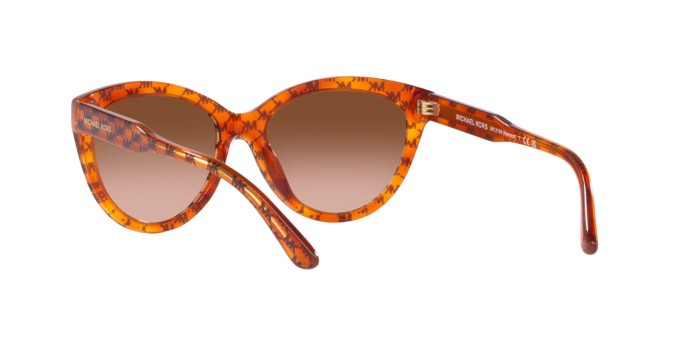 Occhiali da sole Michael Kors Makena MK 2158 (34453B) colore amber mk heritage forma cat eye lenti marrone sfumato