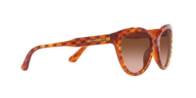 Occhiali da sole Michael Kors Makena MK 2158 (34453B) colore amber mk heritage forma cat eye lenti marrone sfumato