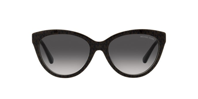 Occhiali da sole Michael Kors Makena MK 2158 (35658G) colore mk signature pvc chocolate forma cat eye lenti dark grey gradient