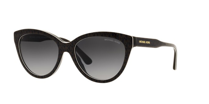 Occhiali da sole Michael Kors Makena MK 2158 (35658G) colore mk signature pvc chocolate forma cat eye lenti dark grey gradient