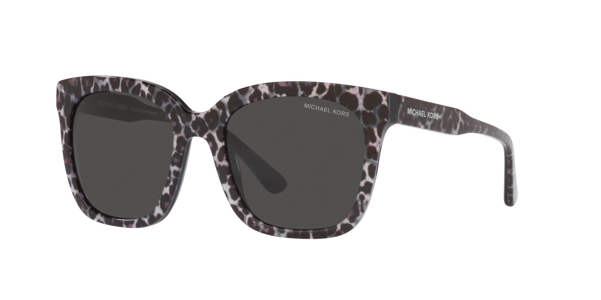 Sonnenbrillen Michael Kors San Marino MK 2163 (391687) farbe grey and black leopard form quadratisch gläser grigio scuro tinta unita