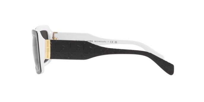 Sunglasses Michael Kors Corfu MK 2165 (392087) color nero/bianco shape rectangle lenses grigio scuro tinta unita