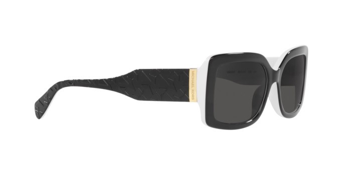 Sunglasses Michael Kors Corfu MK 2165 (392087) color nero/bianco shape rectangle lenses grigio scuro tinta unita