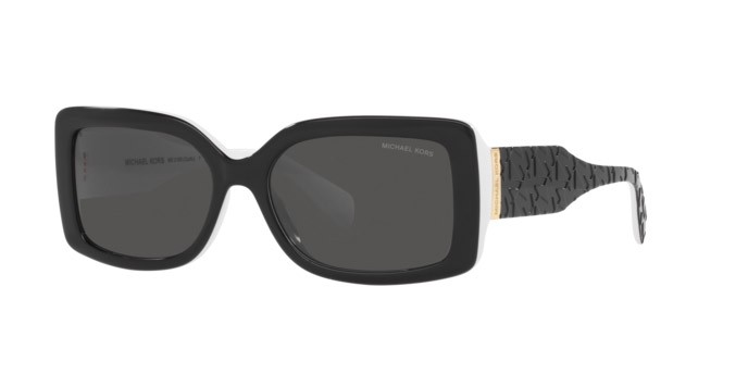 Sunglasses Michael Kors Corfu MK 2165 (392087) color nero/bianco shape rectangle lenses grigio scuro tinta unita